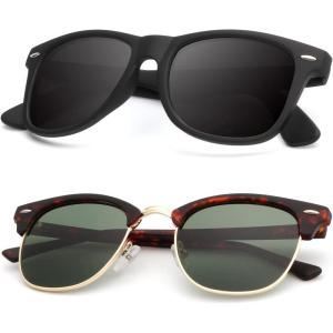 image:imageKALIYADI Polarized Sunglasses for Men and Women SemiRimless Frame Driving Sun glasses UV BlockingB112 Pack Matte Tortoise  G15  Golden Rim  Matte Black