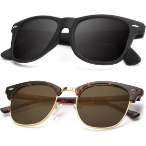 image:imageKALIYADI Polarized Sunglasses for Men and Women SemiRimless Frame Driving Sun glasses UV BlockingB122 Pack Matte Tortoise  Brown  Golden Rim  Matte Black