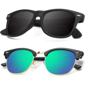 image:imageKALIYADI Polarized Sunglasses for Men and Women SemiRimless Frame Driving Sun glasses UV BlockingB132 Pack Matte Black  Green  Golden Rim  Matte Black