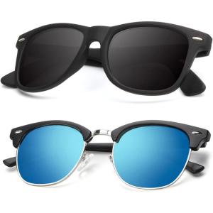image:imageKALIYADI Polarized Sunglasses for Men and Women SemiRimless Frame Driving Sun glasses UV BlockingB152 Pack Matte Black  Blue  Silver Rim  Matte Black