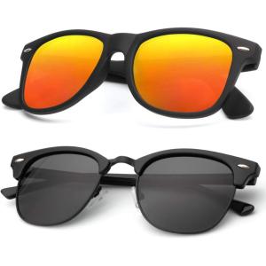 image:imageKALIYADI Polarized Sunglasses for Men and Women SemiRimless Frame Driving Sun glasses UV BlockingB192 Pack Glossy Black  Black  Black Rim  Matte Black  Orange