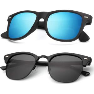 image:imageKALIYADI Polarized Sunglasses for Men and Women SemiRimless Frame Driving Sun glasses UV BlockingB202 Pack Glossy Black  Black  Black Rim  Matte Black  Blue