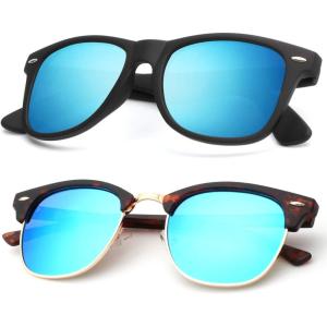 image:imageKALIYADI Polarized Sunglasses for Men and Women SemiRimless Frame Driving Sun glasses UV BlockingB212 Pack Matte Tortoise  Blue  Golden Rim  Matte Black  Blue