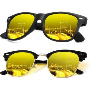 image:imageKALIYADI Polarized Sunglasses for Men and Women SemiRimless Frame Driving Sun glasses UV BlockingB242 Packblack Night Vision Matte Blacksilverbnight Vision