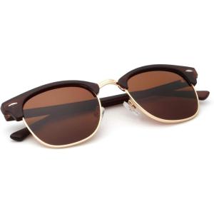image:imageKALIYADI Polarized Sunglasses for Men and Women SemiRimless Frame Driving Sun glasses UV BlockingC04matte Brown  Brown  Golden Rim