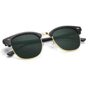 image:imageKALIYADI Polarized Sunglasses for Men and Women SemiRimless Frame Driving Sun glasses UV BlockingC08matte Black  G15  Golden Rim