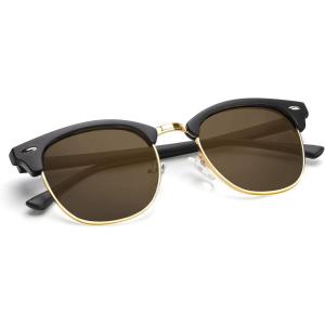 image:imageKALIYADI Polarized Sunglasses for Men and Women SemiRimless Frame Driving Sun glasses UV BlockingC10matte Black  Brown  Golden Rim
