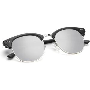 image:imageKALIYADI Polarized Sunglasses for Men and Women SemiRimless Frame Driving Sun glasses UV BlockingC11matte Black  Silver  Silver Rim