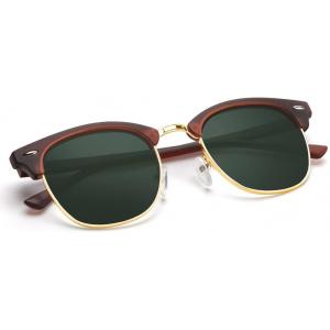 image:imageKALIYADI Polarized Sunglasses for Men and Women SemiRimless Frame Driving Sun glasses UV BlockingC18matte Brown  G15  Golden Rim