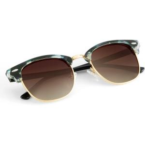 image:imageKALIYADI Polarized Sunglasses for Men and Women SemiRimless Frame Driving Sun glasses UV BlockingC21glossy Blue Green Tortoise  Gradient Brown  Golden Rim