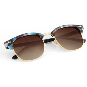 image:imageKALIYADI Polarized Sunglasses for Men and Women SemiRimless Frame Driving Sun glasses UV BlockingC22glossy Blue Purple Tortoise  Gradient Brown  Golden Rim