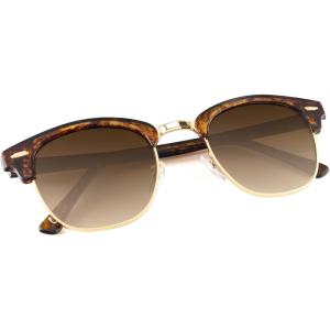 image:imageKALIYADI Polarized Sunglasses for Men and Women SemiRimless Frame Driving Sun glasses UV BlockingE6glass Lens  Non Polarized Glossy Tortoise  Gradient Brown  Gold Rim