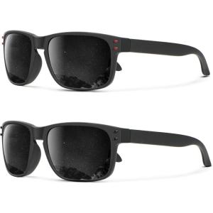 image:imageKALIYADI Polarized Sunglasses for Men and Women Vintage Style Sun Glasses for Fishing Running Driving with UV Protection2 Pack Grey  Red RivetGrey  Black Rivet