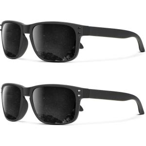 image:imageKALIYADI Polarized Sunglasses for Men and Women Vintage Style Sun Glasses for Fishing Running Driving with UV Protection2 Pack Grey  Silver RivetGrey  Black Rivet