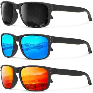 image:imageKALIYADI Polarized Sunglasses for Men and Women Vintage Style Sun Glasses for Fishing Running Driving with UV Protection3 Pack Grey  Black RivetBlue  Silver RivetRed  Red Rivet