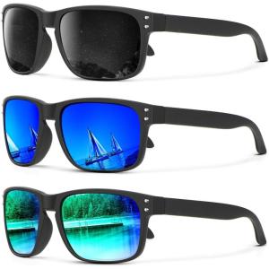 image:imageKALIYADI Polarized Sunglasses for Men and Women Vintage Style Sun Glasses for Fishing Running Driving with UV Protection3 Pack GreyDark BlueGreen