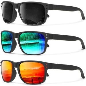 image:imageKALIYADI Polarized Sunglasses for Men and Women Vintage Style Sun Glasses for Fishing Running Driving with UV Protection3 Pack GreyGreenRed