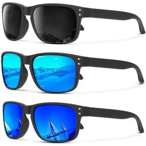 image:imageKALIYADI Polarized Sunglasses for Men and Women Vintage Style Sun Glasses for Fishing Running Driving with UV Protection3 Pack GreyIce BlueDark Blue