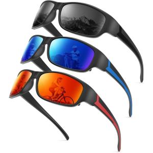 image:imageKALIYADI Polarized SunglassesforMen Sports Sunglasses Mens Sun Glasses with UV400 for Running Fishing GolfA03blackdark Bluered