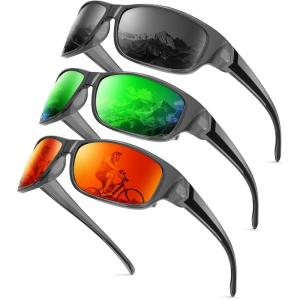 image:imageKALIYADI Polarized SunglassesforMen Sports Sunglasses Mens Sun Glasses with UV400 for Running Fishing GolfA08transparent Blackgreenred