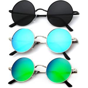 image:imageKALIYADI Round Polarized Sunglasses for Men Women Retro Metal Hippie Circle Style Sun Glasses UV ProtectionC28black  Silvery Frame Blue Lens  Silvery Frame Green Lens