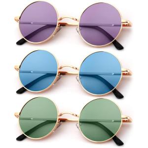 image:imageKALIYADI Round Polarized Sunglasses for Men Women Retro Metal Hippie Circle Style Sun Glasses UV ProtectionC37purple  Blue  Green
