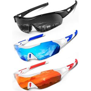 image:imageKALIYADI Sports Sunglasses for Men Polarized Mens Sunglasses Polarized UV400 Protection for Cycling Baseball 3 Packs