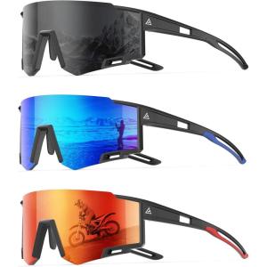 image:imageKALIYADI Sports SunglassesMen PolarizedMensSunglasses Women Running Sun Glasses with UV400 for Fishing CyclingA02blackdark Bluered