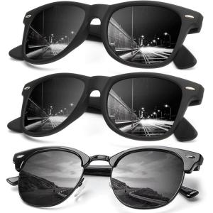 image:imageKALIYADI Sunglasses Men Polarized Sunglasses for Men Women Unisex SemiRimless Frame Retro Driving Sun Glasses UV BlockingD153 Pack Matte BlackMatte BlackGlossy Black