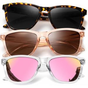 image:imageKALIYADI WomensSunglasses Polarized SunglassesWomens Trendy Retro Sun Glasses with UV Protection for Travel DrivingA17blackGradient BrownDark Pink