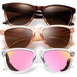 image:imageKALIYADI WomensSunglasses Polarized SunglassesWomens Trendy Retro Sun Glasses with UV Protection for Travel DrivingA28brownGradient BrownDark Pink