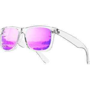 image:imageKALIYADI WomensSunglasses PolarizedSunglasses for Women Retro Trendy Sun Glasses With UV400 Protection for Driving TravelZ06bright Transparent Frame Purple Lens