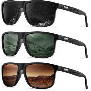image:imageKALIYADI MensSunglasses Polarized Sunglasses Men Classic Sun Glasses with UV400 Protection for Driving Fishing GolfC07blackG15Brown