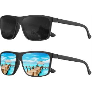 image:imageKALIYADI Polarized Sunglasses for Men and Women Mens Sun Glasses with UV Protection for Driving Fishing Golf 3 Packs2 Packs BlackIce Blue