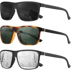 image:imageKALIYADI Polarized Sunglasses for Men and Women Mens Sun Glasses with UV Protection for Driving Fishing Golf 3 Packs3 Pack BlackSilverBlackg15
