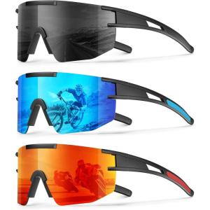 image:imageKALIYADI PolarizedSunglasses Men RunningSunglasses Mens Polarized Sports Sunglasses Womens Cycling Driving FishingB02greybluedark Red