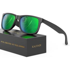 image:imageKALIYADI SunglassesMen PolarizedSunglasses for Men Classic Sun Glasses for Driving Fishing Golf with UV400 ProtectionA14black Striped Frame Green