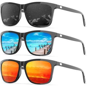 image:imageKALIYADI SunglassesMen PolarizedSunglasses for Men Classic Sun Glasses for Driving Fishing Golf with UV400 ProtectionB02glossyblackice Bluered