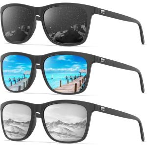 image:imageKALIYADI SunglassesMen PolarizedSunglasses for Men Classic Sun Glasses for Driving Fishing Golf with UV400 ProtectionB11matteblackice Bluesilver