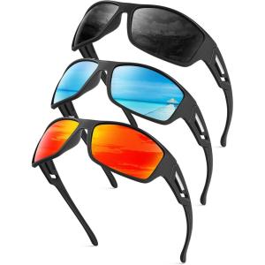 image:imageKALIYADI SunglassesMen Polarized Sports Sunglasses Mens Sun glasses Polarized UV400 Protection Running Cycling OutdoorA02blackIce BlueRed