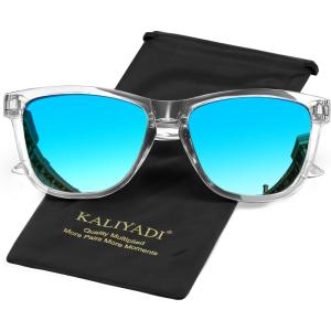 image:imageKALIYADI WomensSunglasses Polarized Sunglasses Womens Retro Trendy Sun Glasses with UV400 Protection for Travel DrivingA15bright Transparent Frame Blue